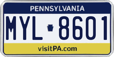 PA license plate MYL8601