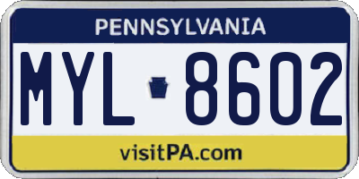 PA license plate MYL8602