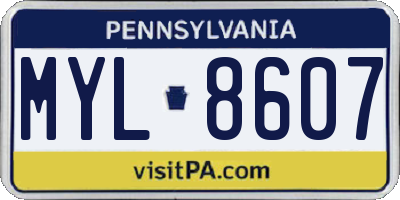 PA license plate MYL8607