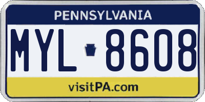 PA license plate MYL8608