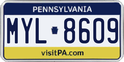 PA license plate MYL8609