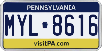 PA license plate MYL8616
