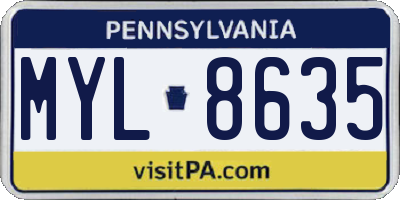 PA license plate MYL8635