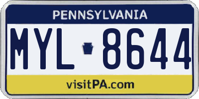 PA license plate MYL8644
