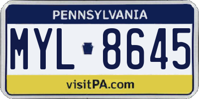 PA license plate MYL8645