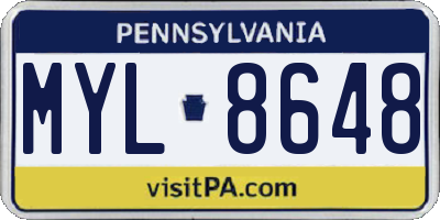 PA license plate MYL8648