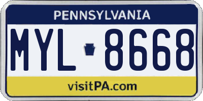PA license plate MYL8668