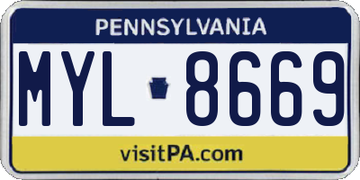 PA license plate MYL8669