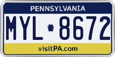 PA license plate MYL8672
