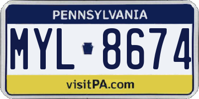 PA license plate MYL8674
