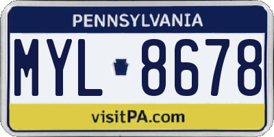 PA license plate MYL8678