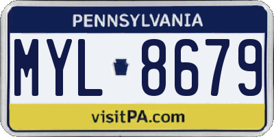 PA license plate MYL8679
