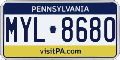 PA license plate MYL8680