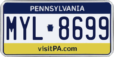 PA license plate MYL8699
