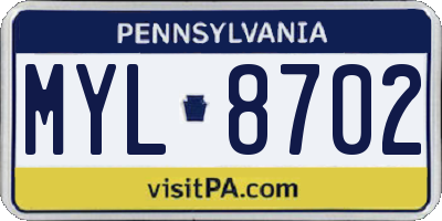 PA license plate MYL8702