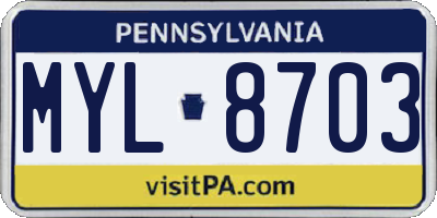 PA license plate MYL8703