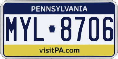 PA license plate MYL8706