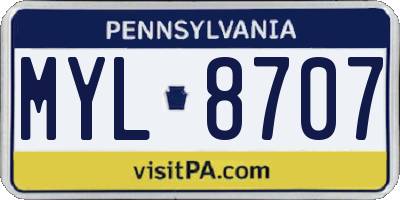 PA license plate MYL8707