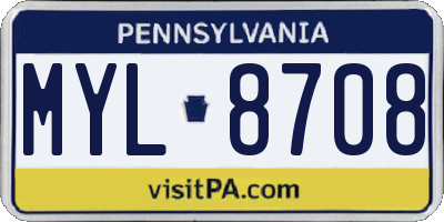 PA license plate MYL8708