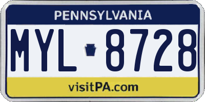 PA license plate MYL8728
