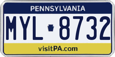 PA license plate MYL8732
