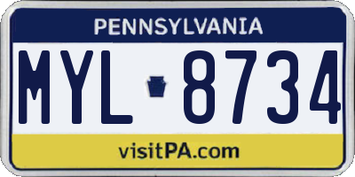 PA license plate MYL8734
