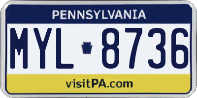 PA license plate MYL8736