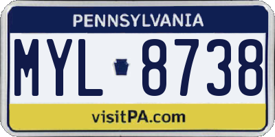 PA license plate MYL8738