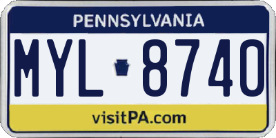 PA license plate MYL8740