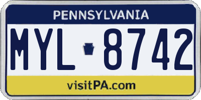 PA license plate MYL8742