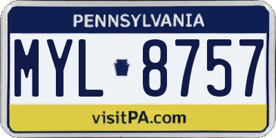 PA license plate MYL8757