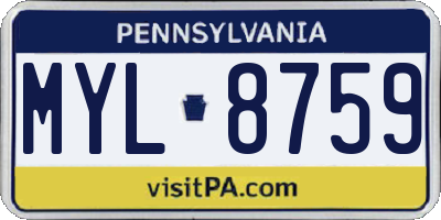 PA license plate MYL8759