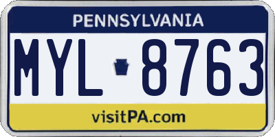 PA license plate MYL8763