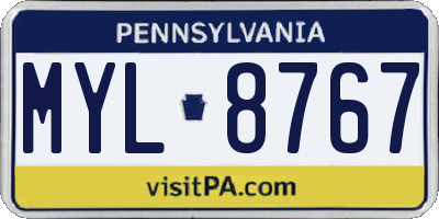PA license plate MYL8767