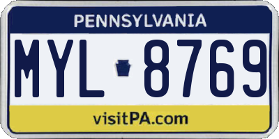 PA license plate MYL8769