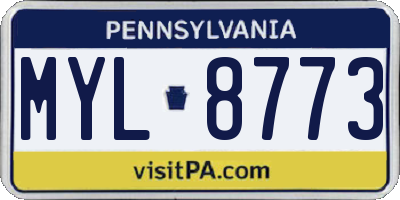 PA license plate MYL8773