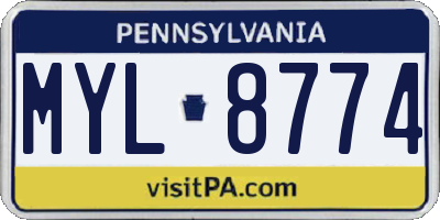 PA license plate MYL8774