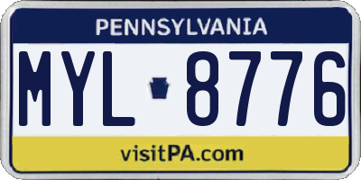 PA license plate MYL8776
