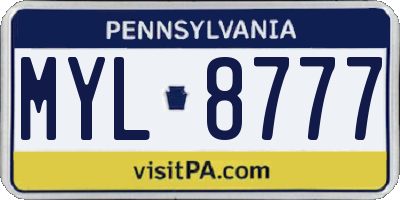 PA license plate MYL8777