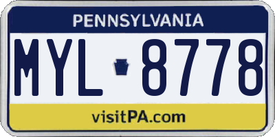 PA license plate MYL8778