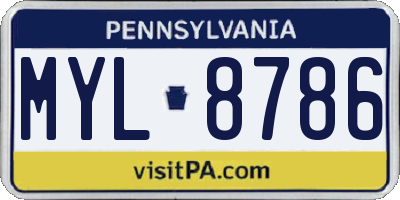 PA license plate MYL8786