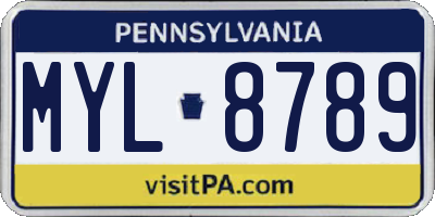 PA license plate MYL8789