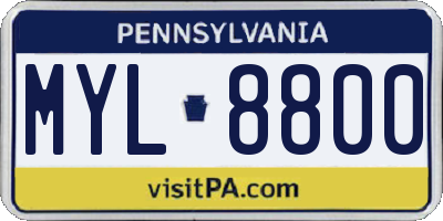 PA license plate MYL8800