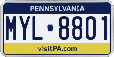 PA license plate MYL8801