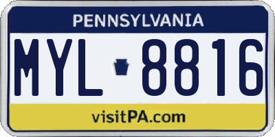 PA license plate MYL8816