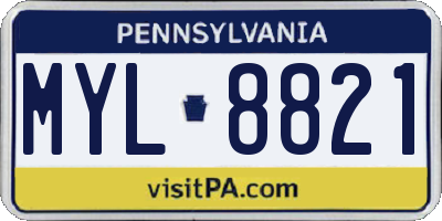 PA license plate MYL8821