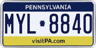 PA license plate MYL8840