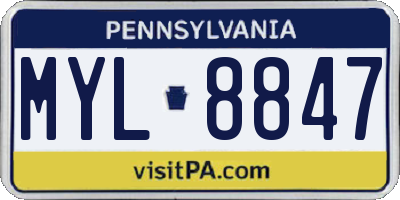 PA license plate MYL8847