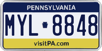 PA license plate MYL8848