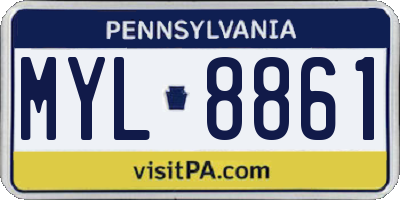 PA license plate MYL8861